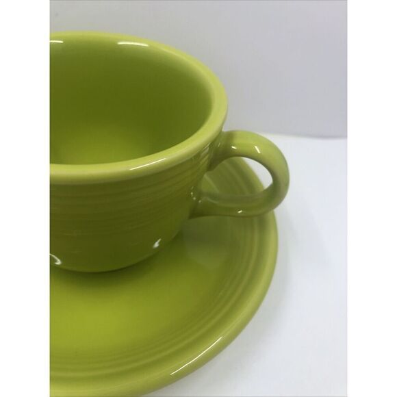 Fiestaware Coffee Tea Cup and Saucer Set Retired Lemongrass Green HLC- BBBC - Picture 3 of 16